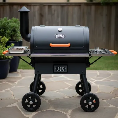 Yoder Smokers YS640s pellet smoker showcasing its robust design and digital control panel